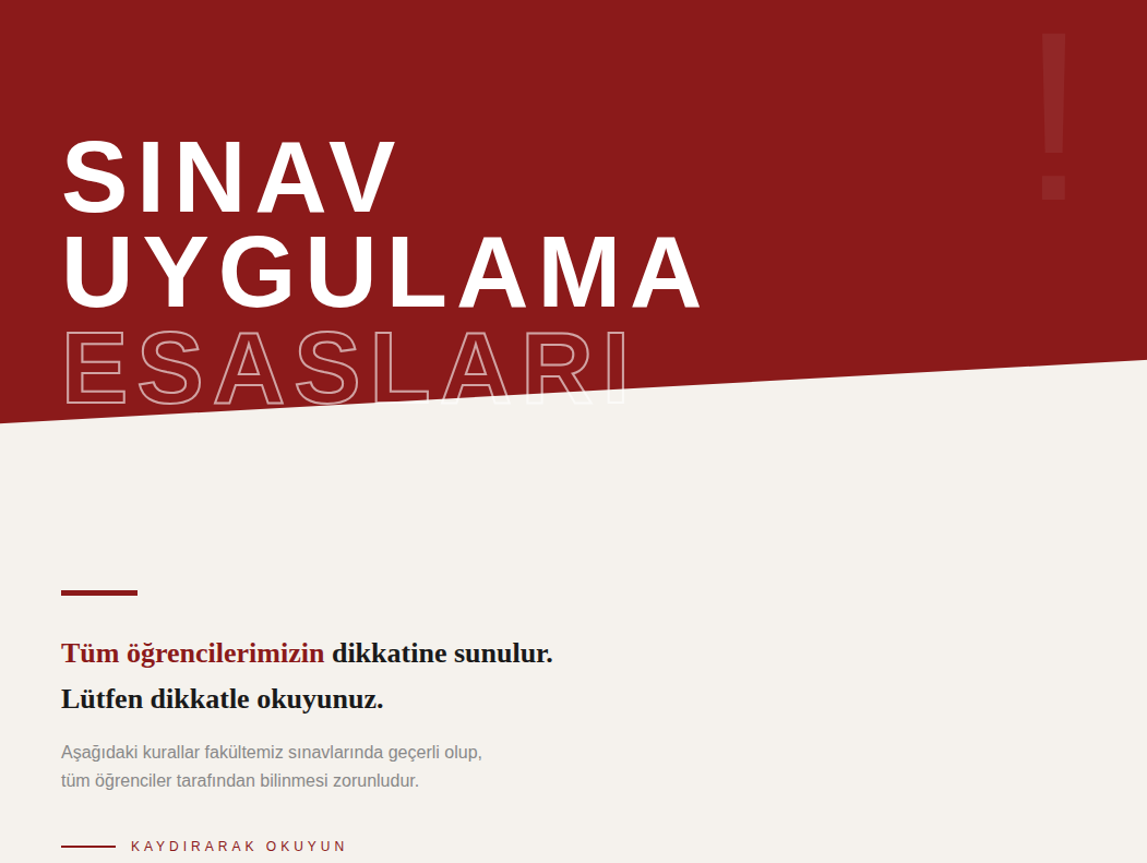 Sınav Uygulama Esasları