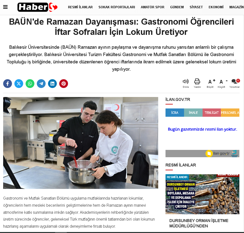 BAÜN'de Ramazan Dayanışması: Gastronomi Öğrencileri İftar Sofraları İçin Lokum Üretiyor