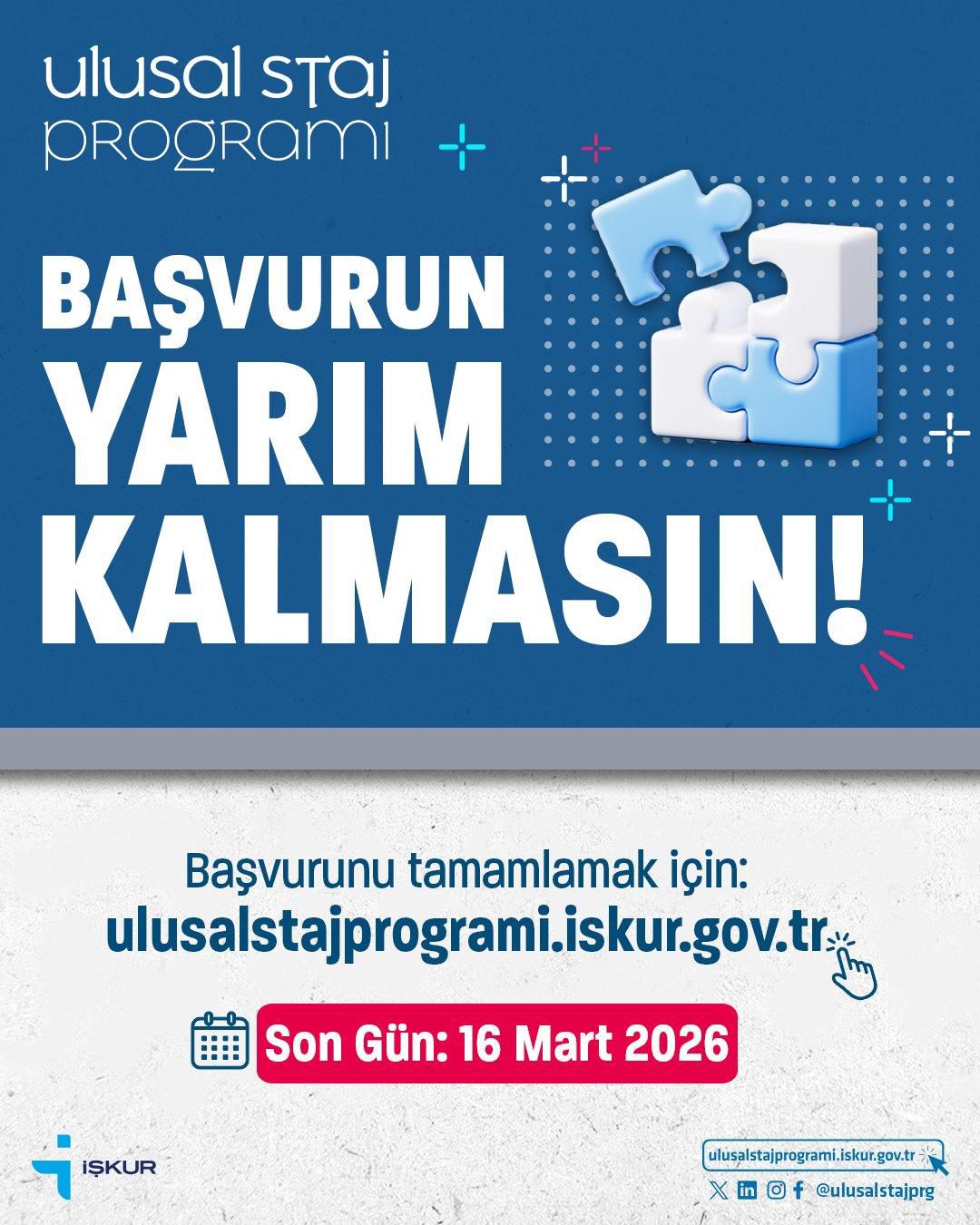 Ulusal Staj Programı Başvurularında Son Gün 16 Mart 2026! 1