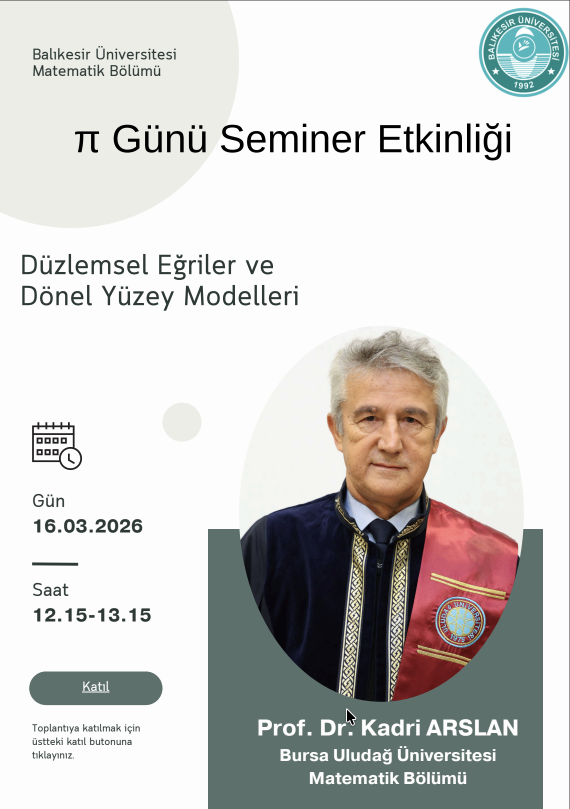 14 Mart Pi Günü Seminer Etkinliği Gerçekleştirildi