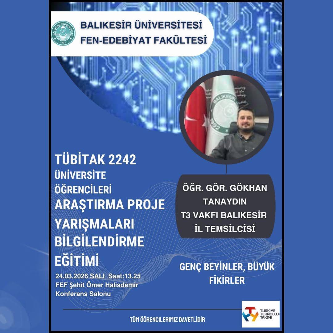 Tübitak 2242 Üniversite Öğrencileri Araştırma Proje Yarışmaları Bilgilendirme Eğitimi