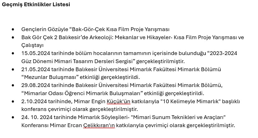 Geçmiş Etkinliklerimiz