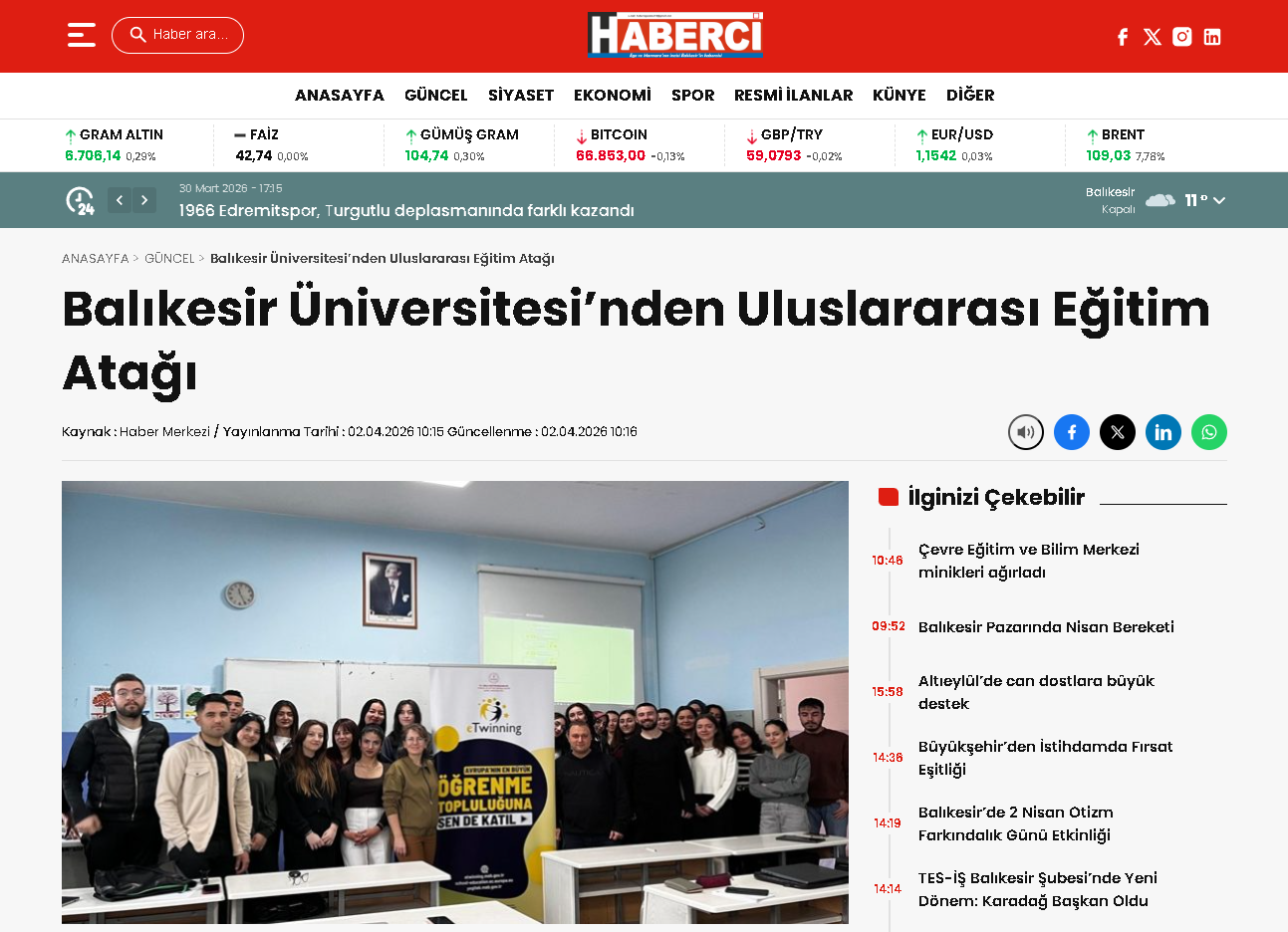 Balıkesir Üniversitesi'nden Uluslararası Eğitim Atağı