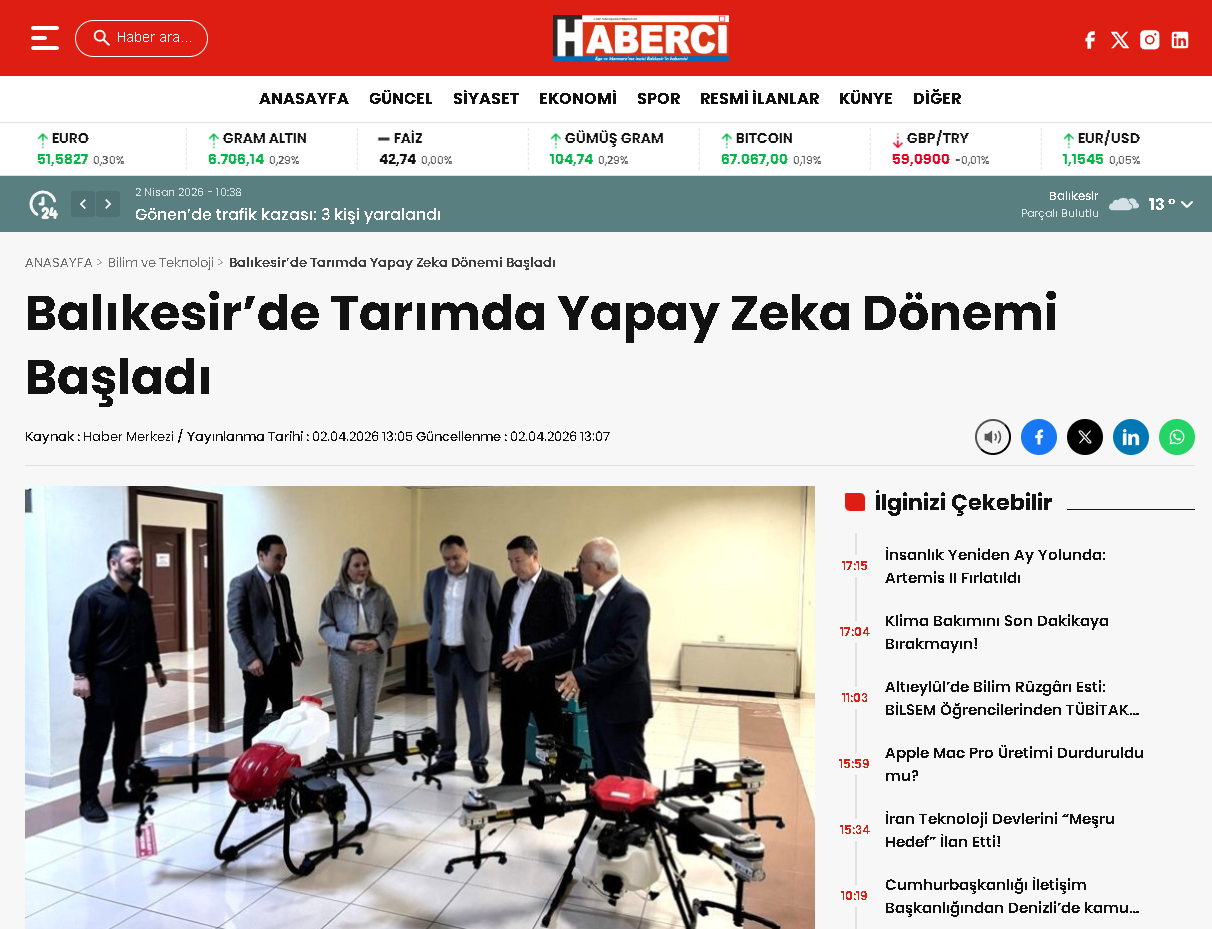 Balıkesir'de Tarımda Yapay Zeka Dönemi Başladı
