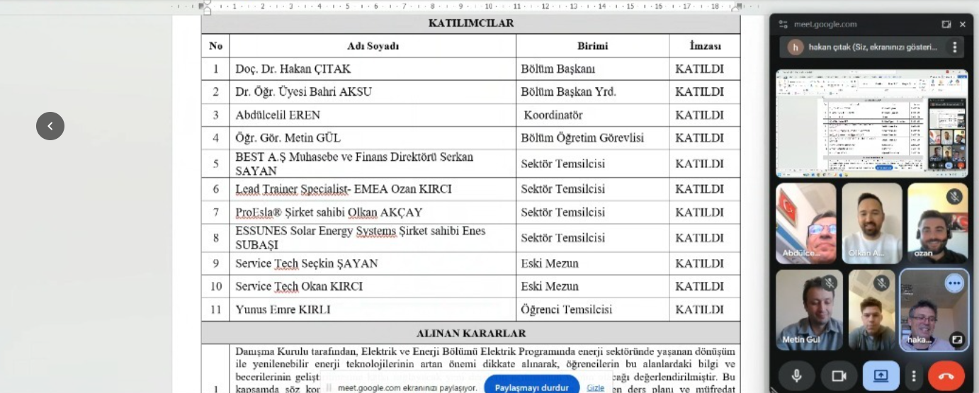 Elektrik ve Enerji Bölümü Programlarında Akreditasyon ve 3+1 Eğtimi Modeline Geçiş Başladı 2