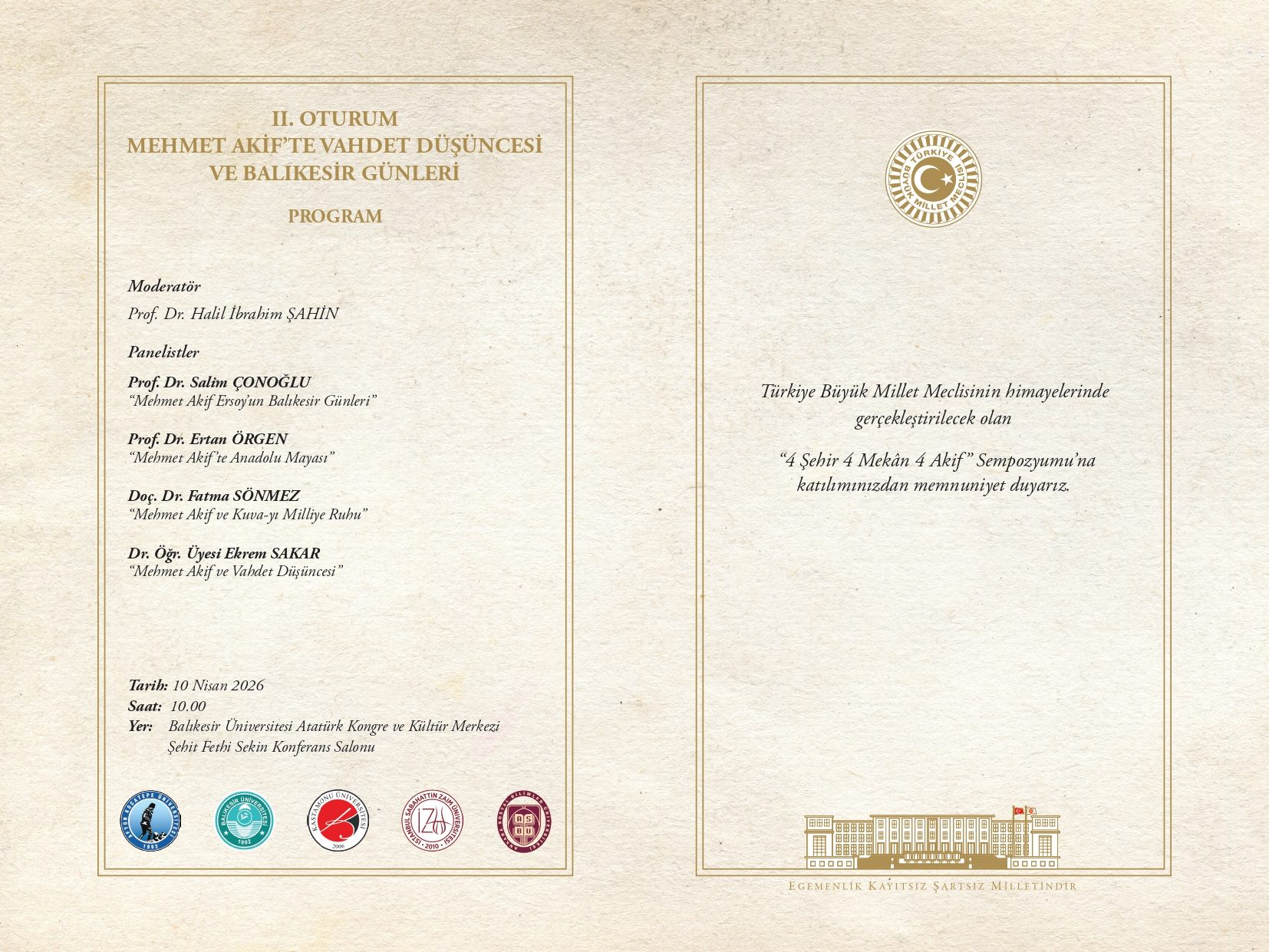 4 Şehir, 4 Mekan, 4 Akif Paneline Davet Duyurusu 2