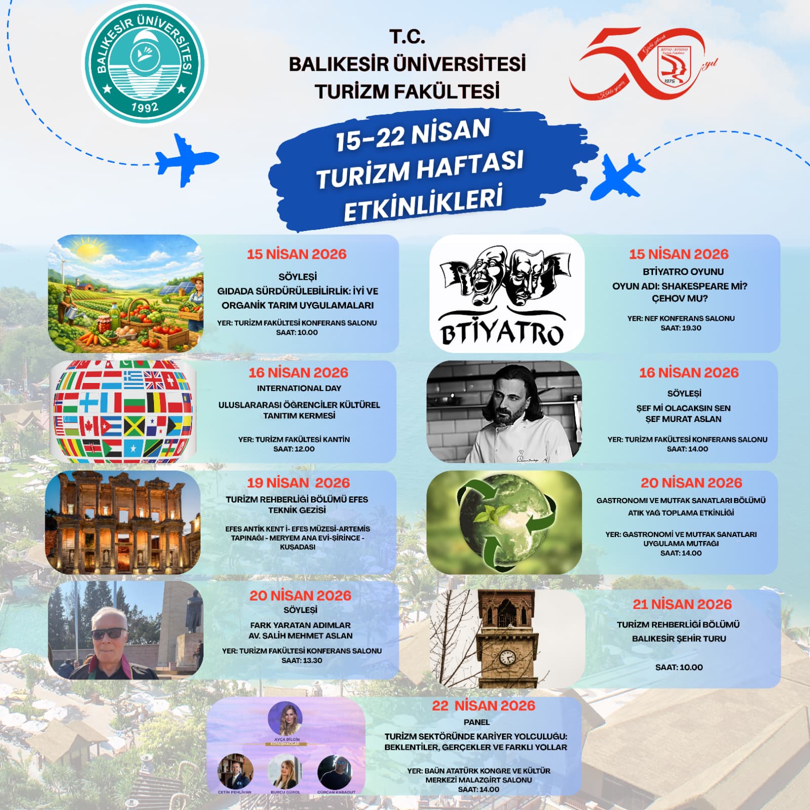 Faculty of Tourism 15-22 April Tourism Week Events 1