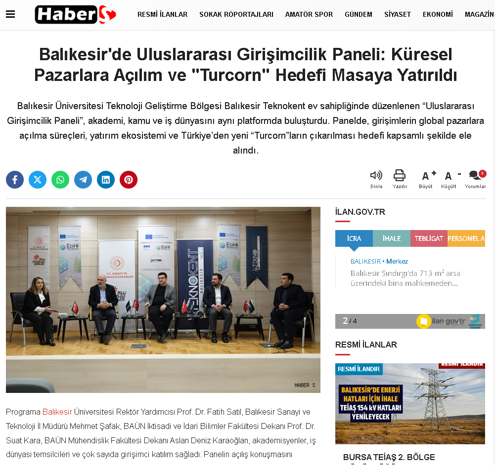Balıkesir'de Uluslararası Girişimcilik Paneli: Küresel Pazarlara Açılım ve "Turcorn" Hedefi Masaya Yatırıldı