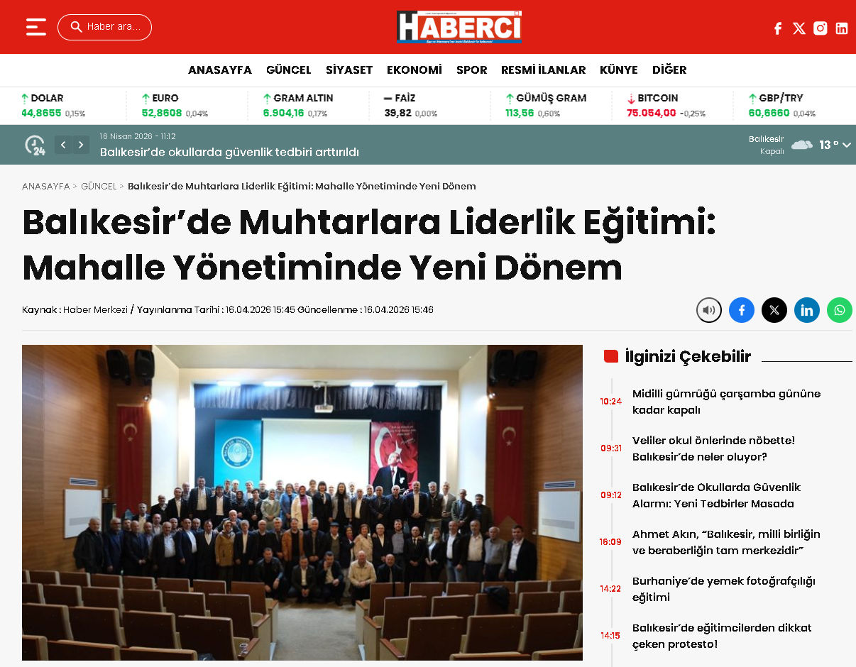 Balıkesir'de Muhtarlara Liderlik Eğitimi: Mahalle Yönetiminde Yeni Dönem