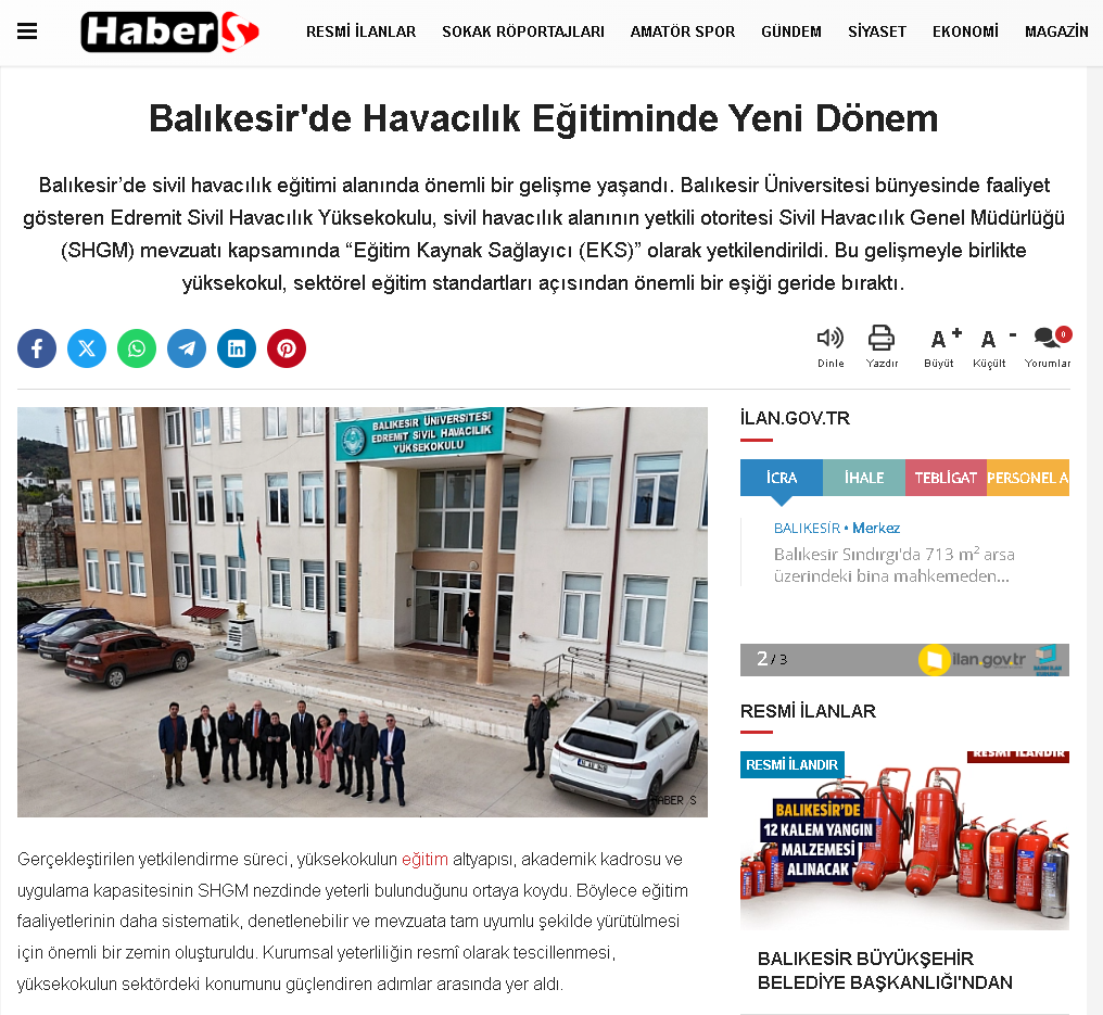 Balıkesir'de Havacılık Eğitiminde Yeni Dönem
