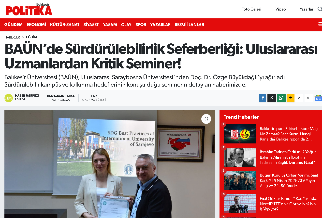 BAÜN’de Sürdürülebilirlik Seferberliği: Uluslararası Uzmanlardan Kritik Seminer!