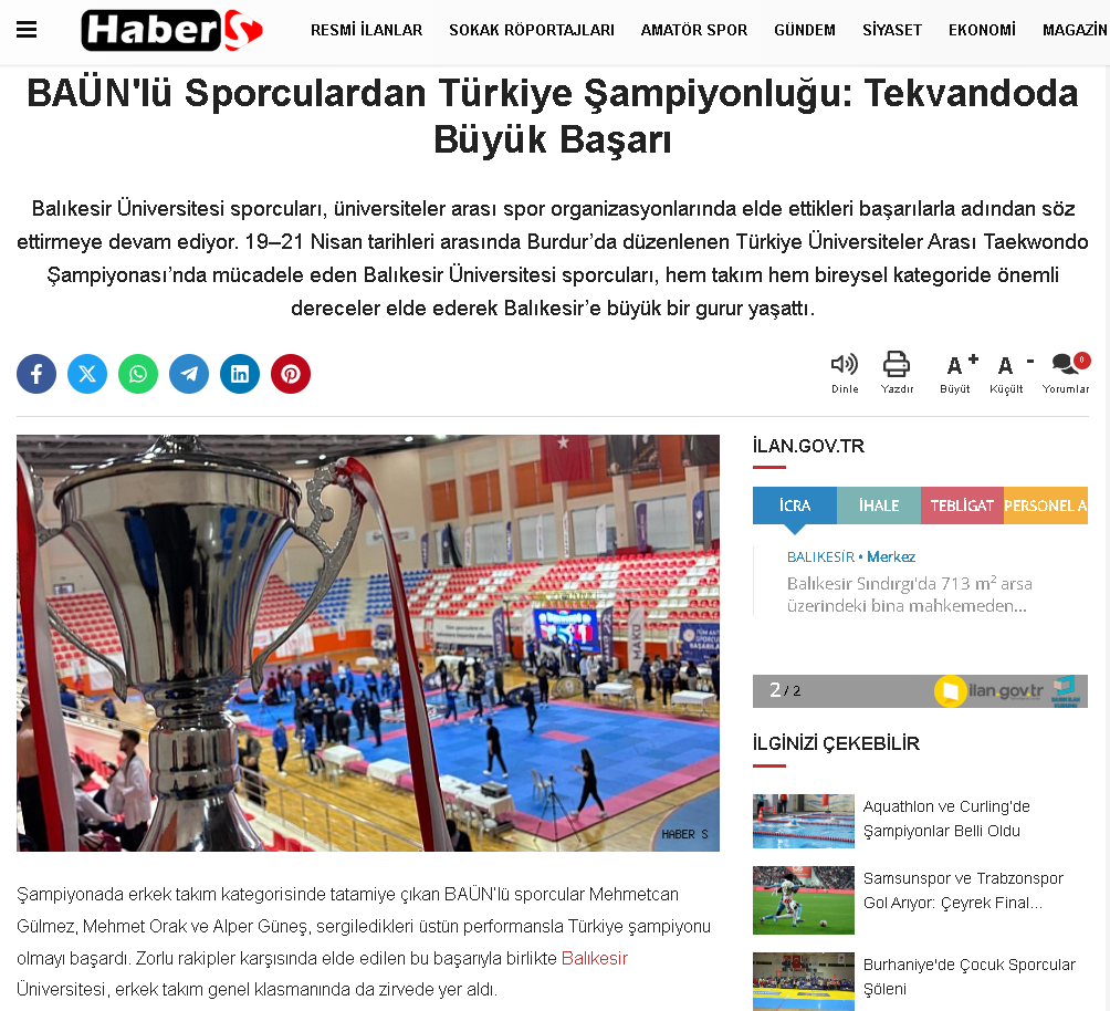BAÜN'lü Sporculardan Türkiye Şampiyonluğu: Tekvandoda Büyük Başarı