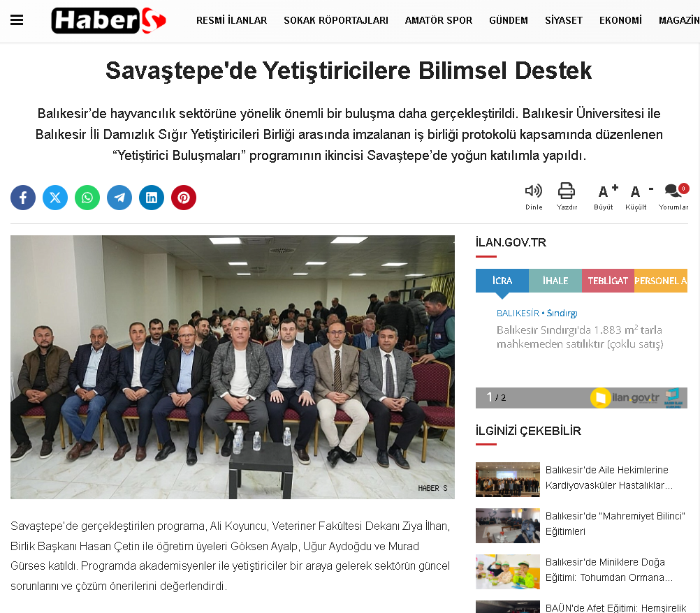 Savaştepe'de Yetiştiricilere Bilimsel Destek