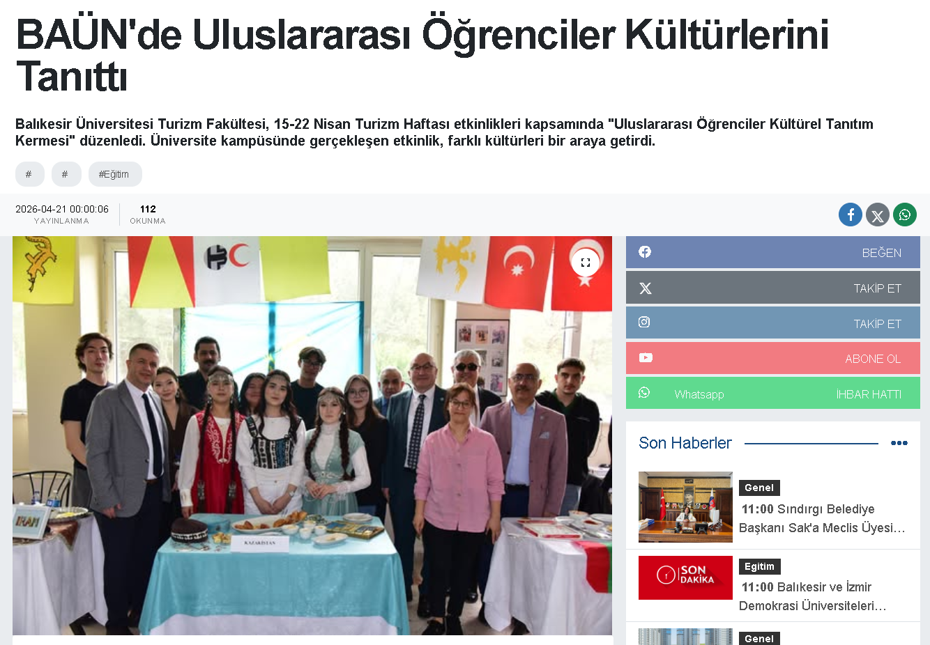 BAÜN'de Uluslararası Öğrenciler Kültürlerini Tanıttı