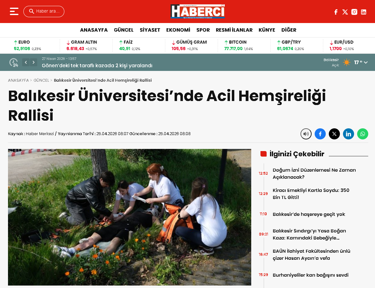 Balıkesir Üniversitesi'nde Acil Hemşireliği Rallisi