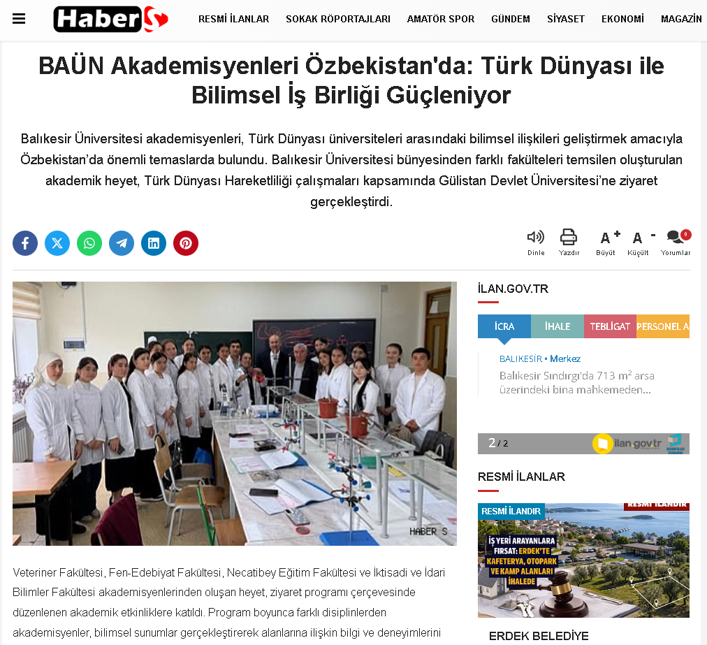 BAÜN Akademisyenleri Özbekistan'da: Türk Dünyası ile Bilimsel İş Birliği Güçleniyor