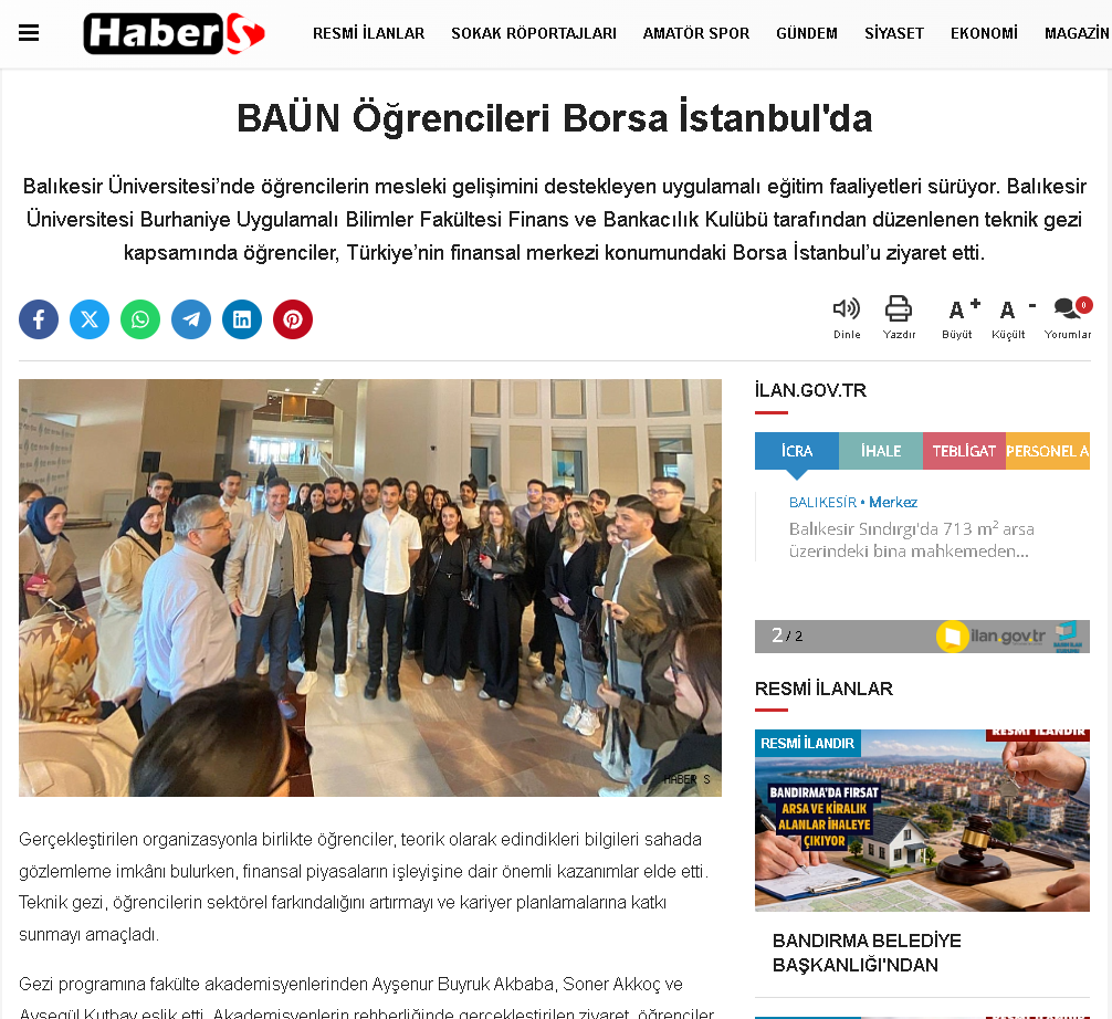 BAÜN Öğrencileri Borsa İstanbul'da