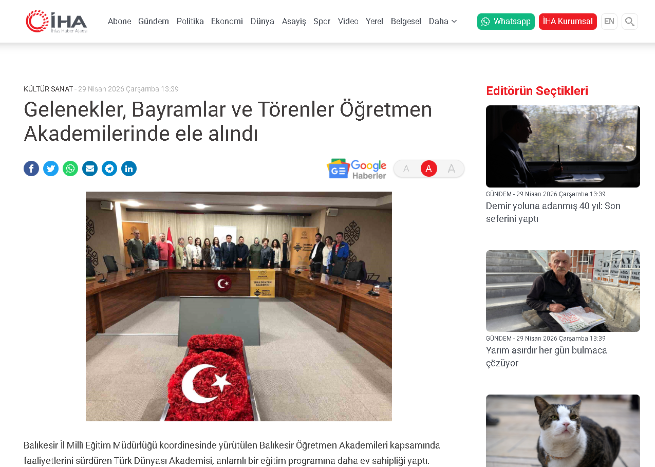 Gelenekler, Bayramlar ve Törenler Öğretmen Akademilerinde ele alındı