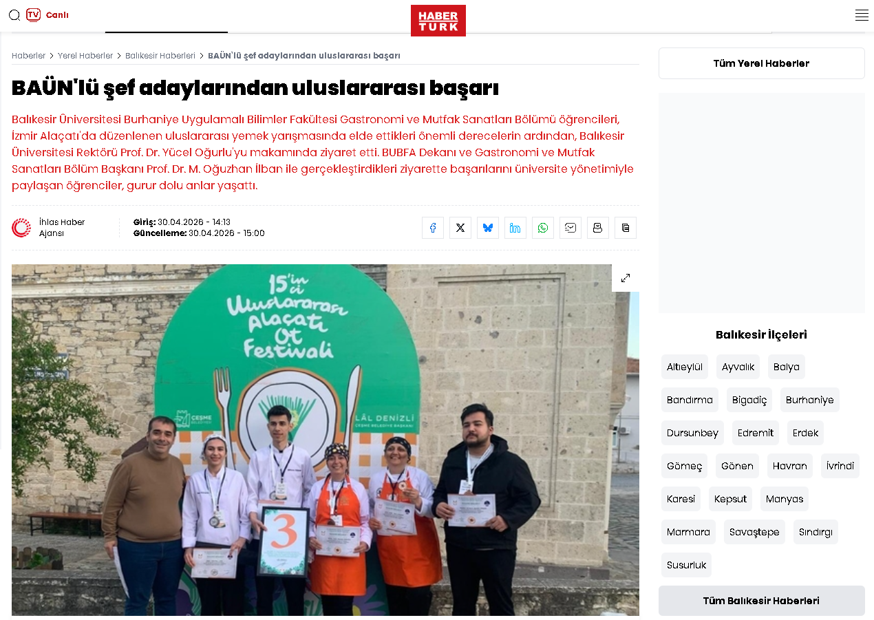 BAÜN'lü şef adaylarından uluslararası başarı