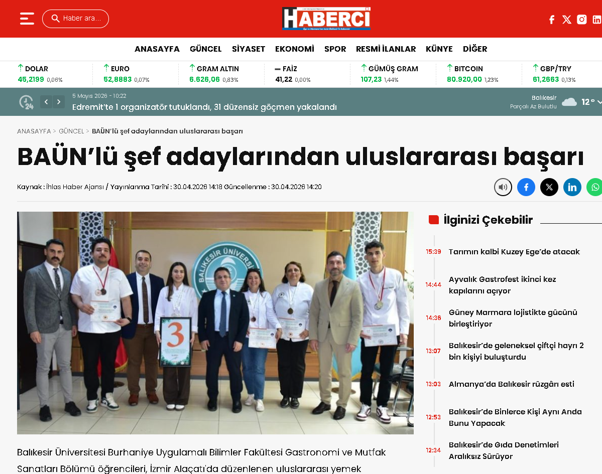 BAÜN'lü şef adaylarından uluslararası başarı