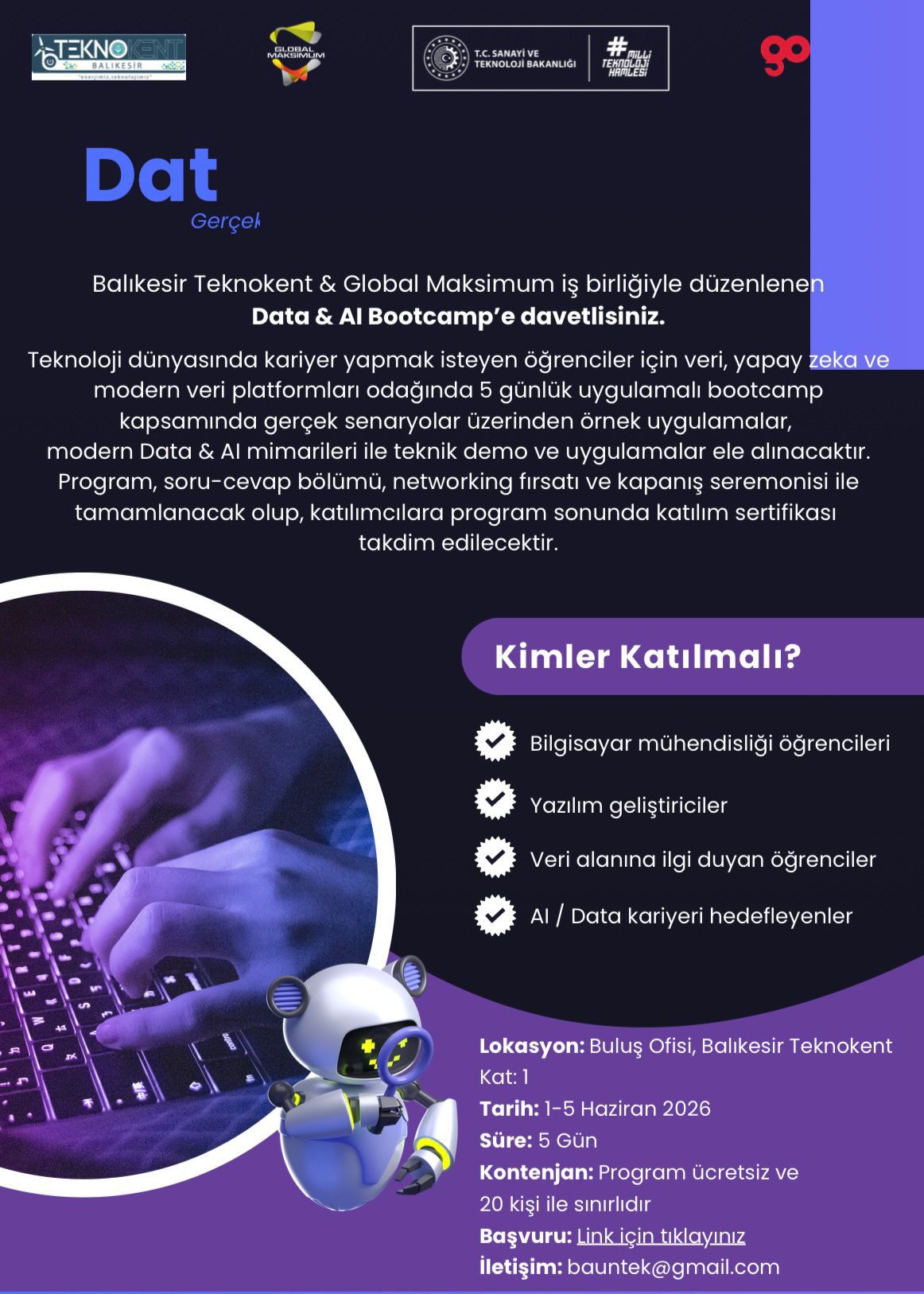 🚀 Balıkesir Teknokent’ten Veri ve Yapay Zekâ Alanında Kariyer Fırsatı 1