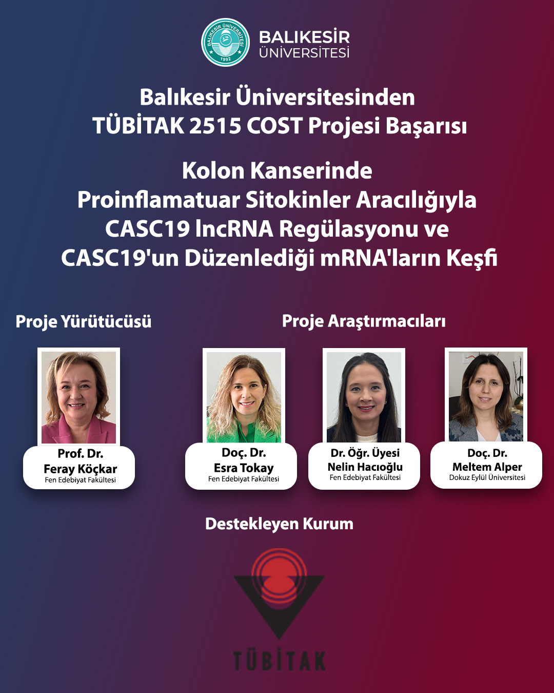 TÜBİTAK 2515 COST Başarısı