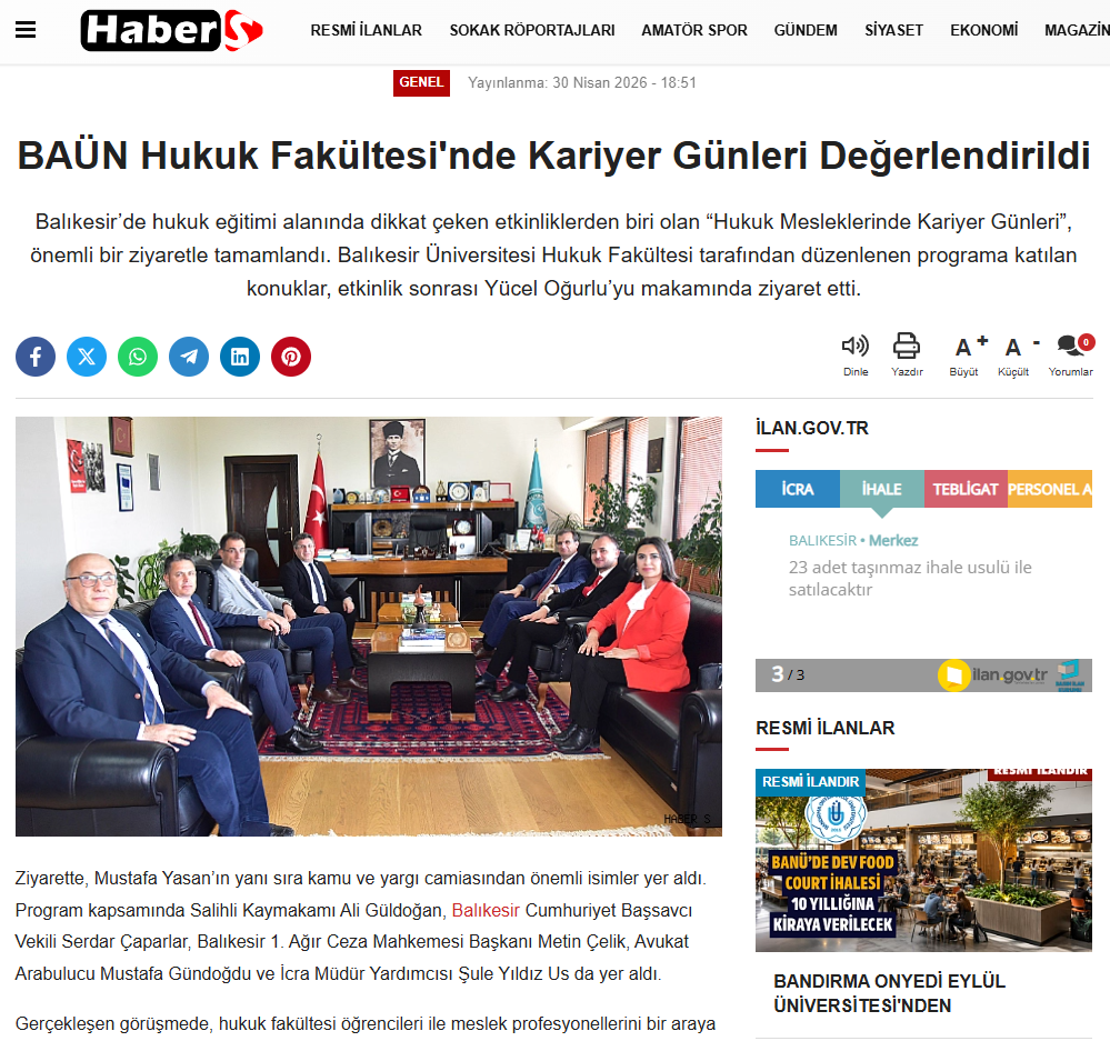 BAÜN Hukuk Fakültesi'nde Kariyer Günleri Değerlendirildi