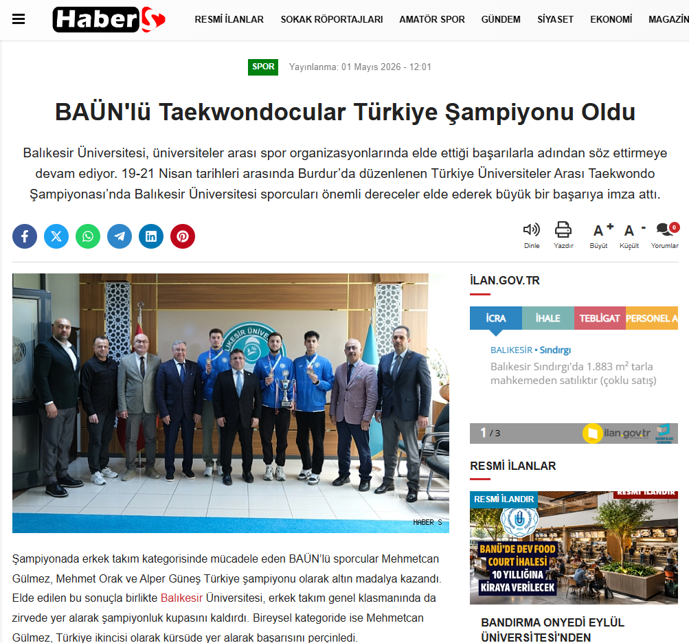 BAÜN'lü Taekwondocular Türkiye Şampiyonu Oldu