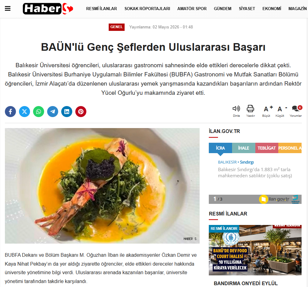 BAÜN'lü Genç Şeflerden Uluslararası Başarı
