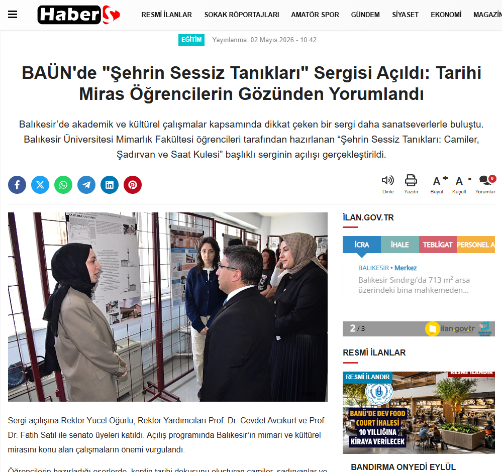 BAÜN'de "Şehrin Sessiz Tanıkları" Sergisi Açıldı: Tarihi Miras Öğrencilerin Gözünden Yorumlandı
