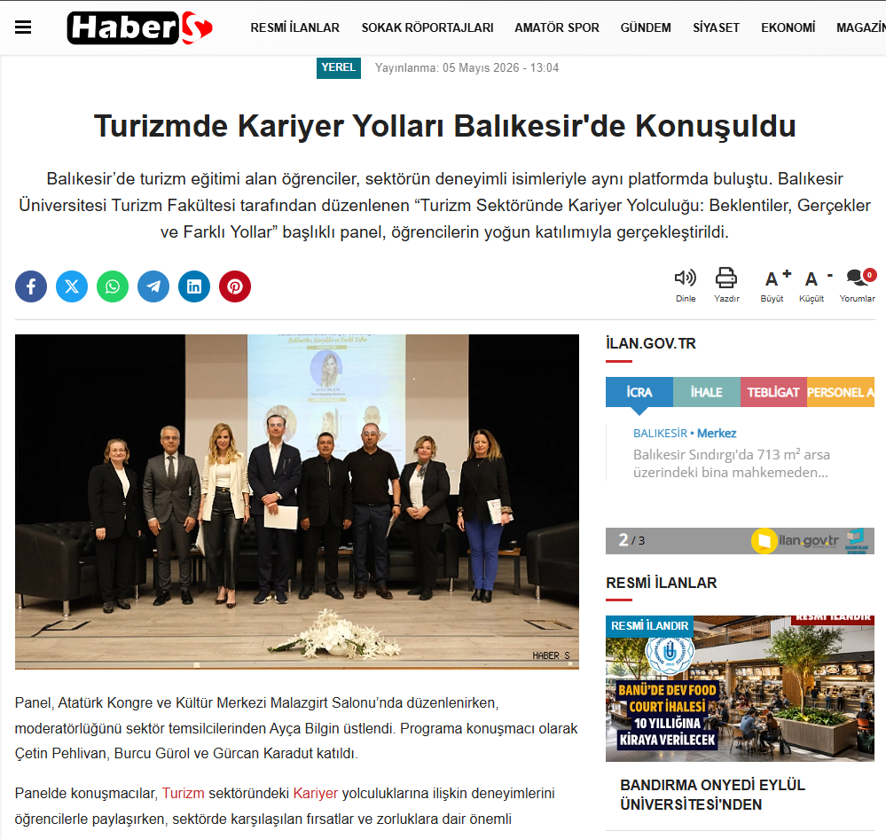 Turizmde Kariyer Yolları Balıkesir'de Konuşuldu