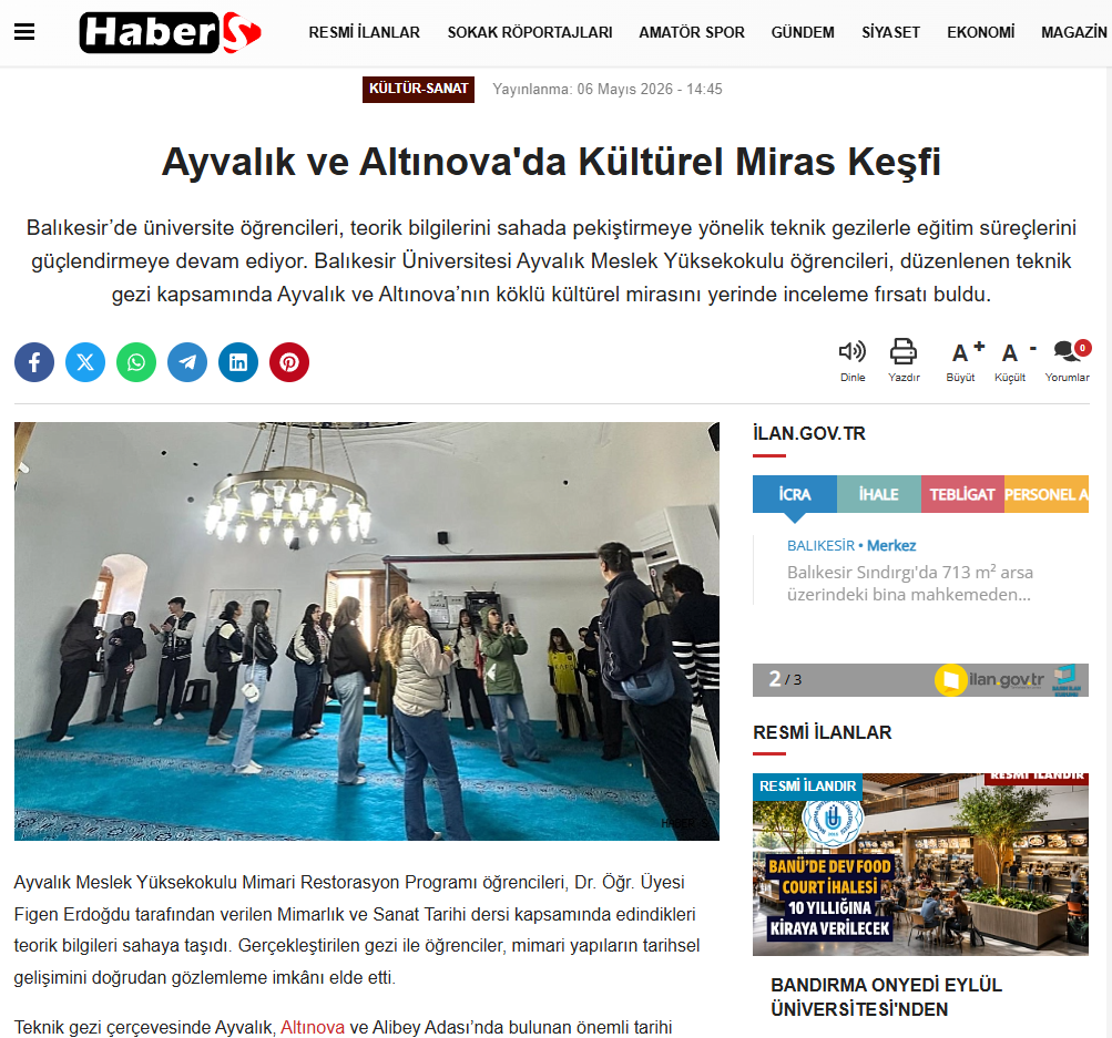 Ayvalık ve Altınova'da Kültürel Miras Keşfi