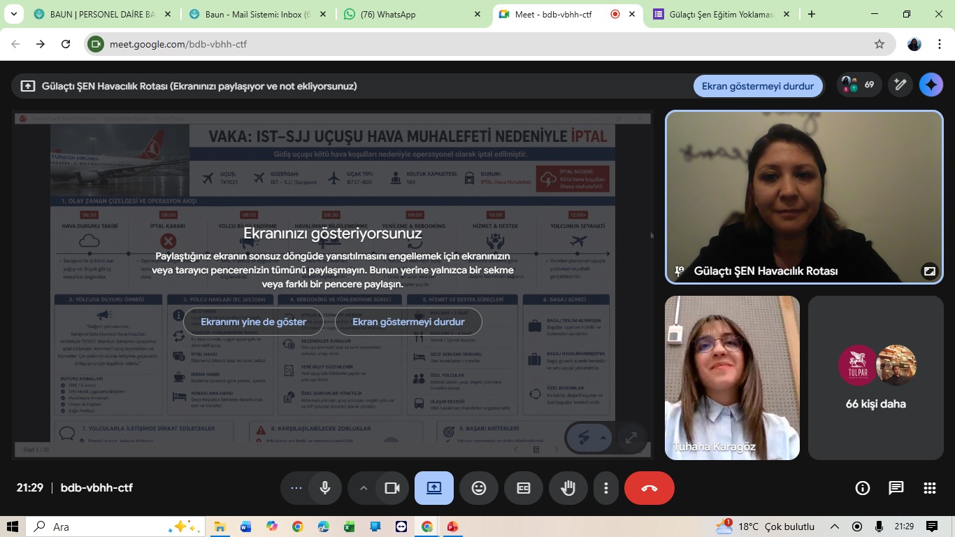Dr. Öğr. Üyesi Gülaçtı Şen, TULPAR Havacılık Topluluğunun Eğitim Etkinliğine Katıldı