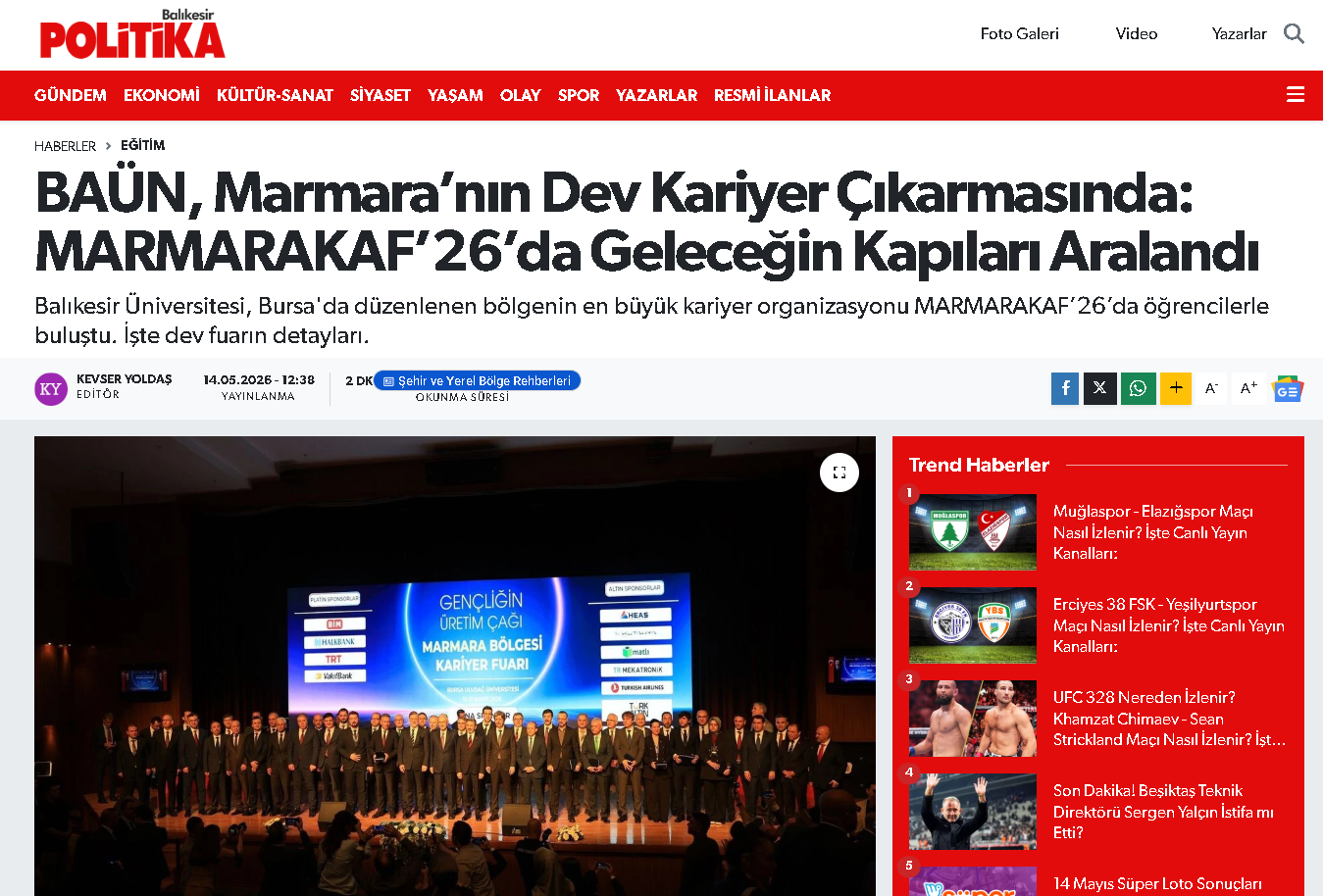 BAÜN, Marmara’nın Dev Kariyer Çıkarmasında: MARMARAKAF’26’da Geleceğin Kapıları Aralandı