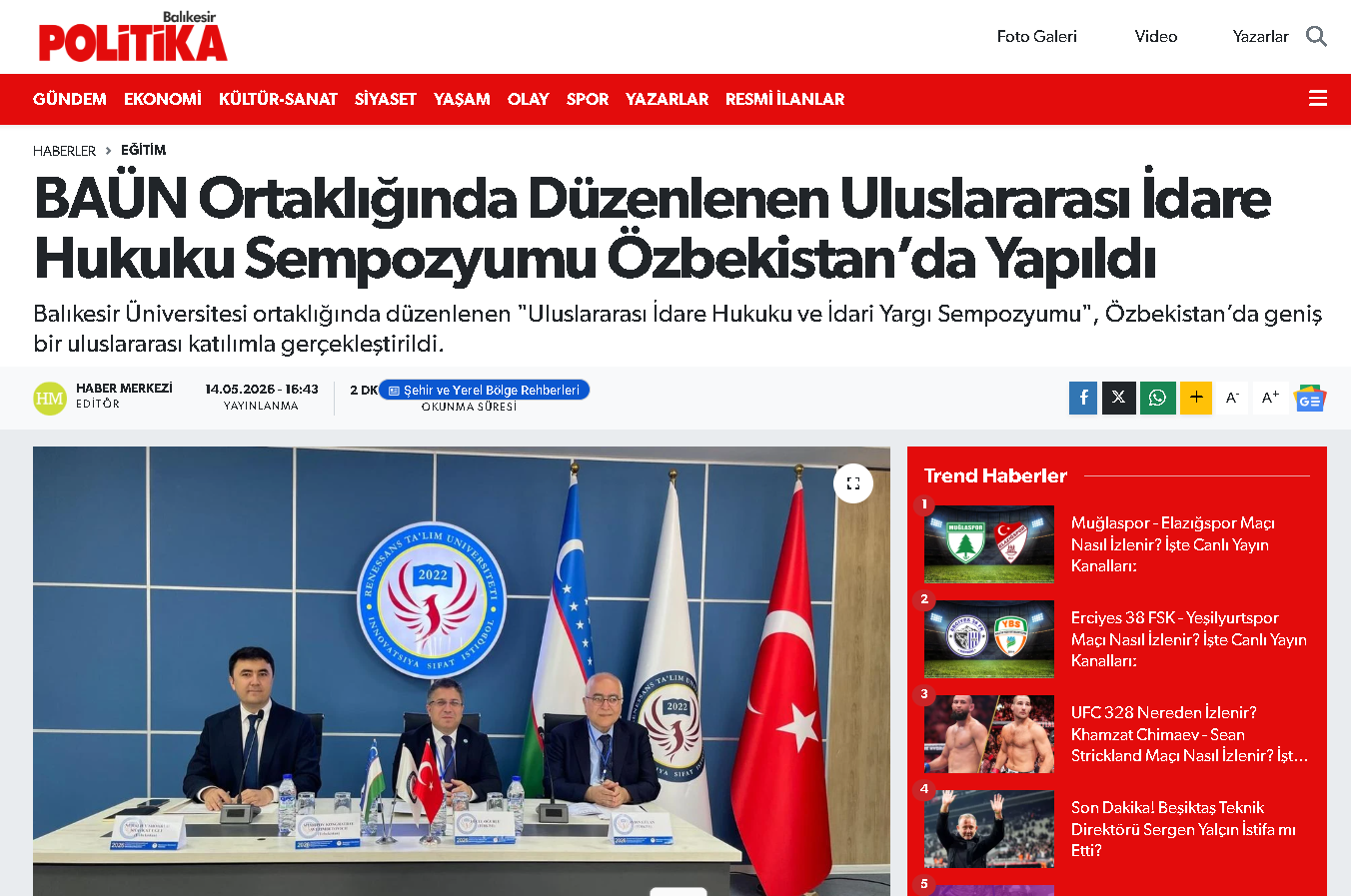 BAÜN Ortaklığında Düzenlenen Uluslararası İdare Hukuku Sempozyumu Özbekistan’da Yapıldı