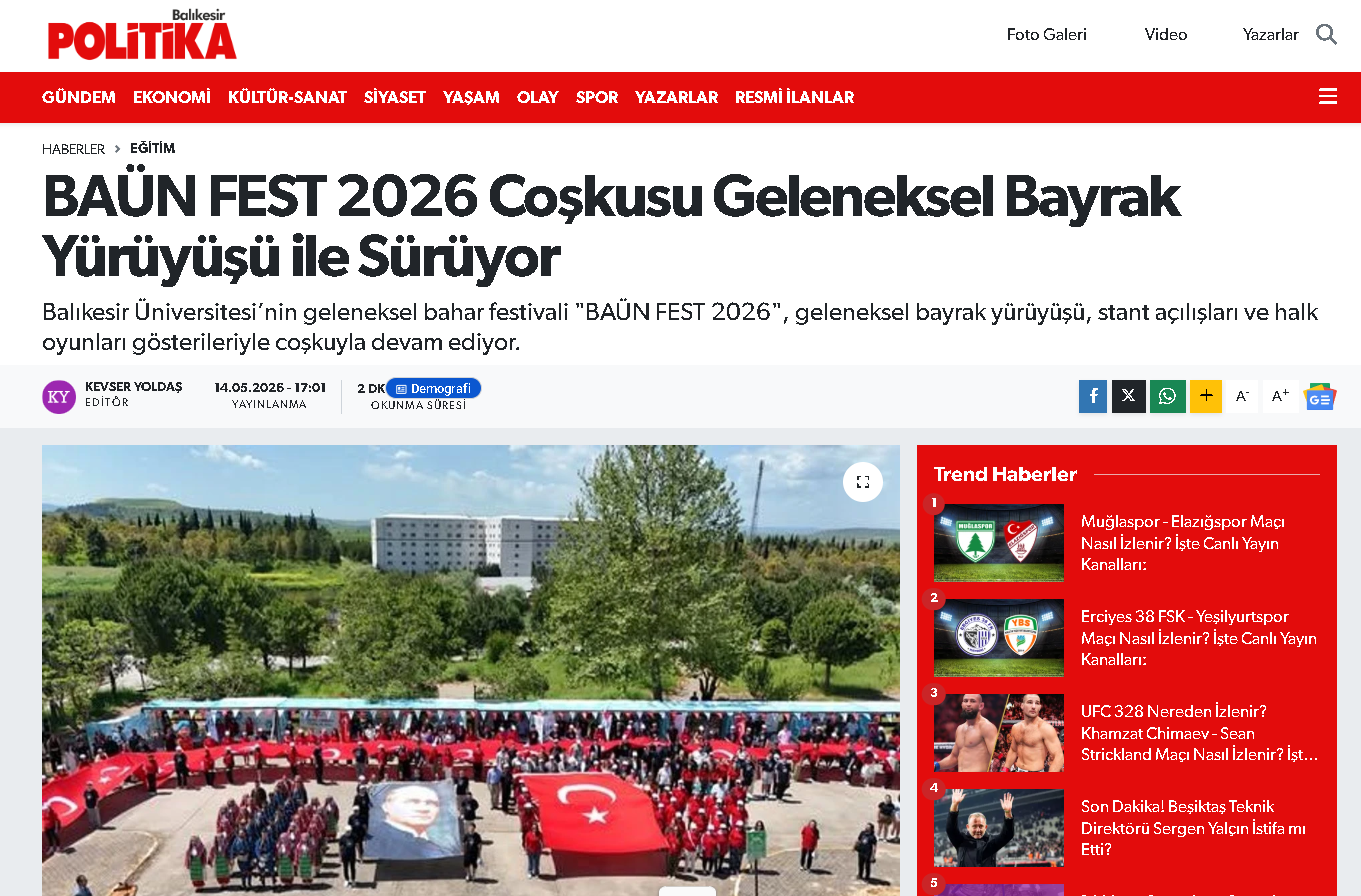 BAÜN FEST 2026 Coşkusu Geleneksel Bayrak Yürüyüşü ile Sürüyor