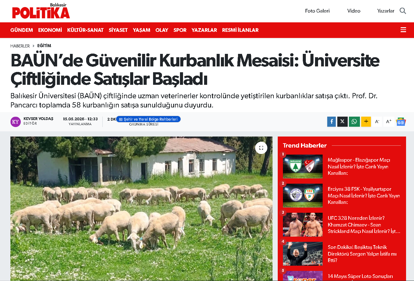 BAÜN’de Güvenilir Kurbanlık Mesaisi: Üniversite Çiftliğinde Satışlar Başladı