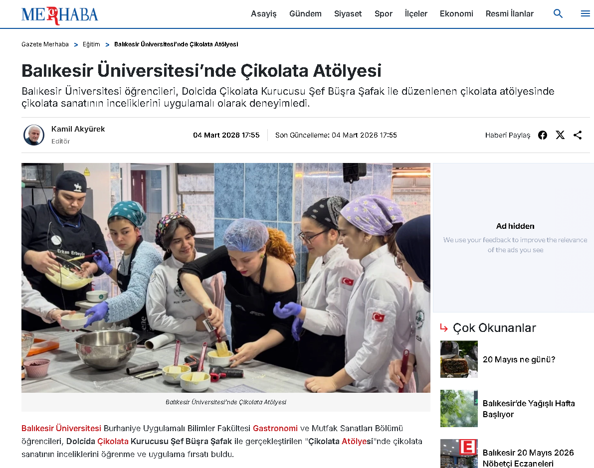 Balıkesir Üniversitesi’nde Çikolata Atölyesi