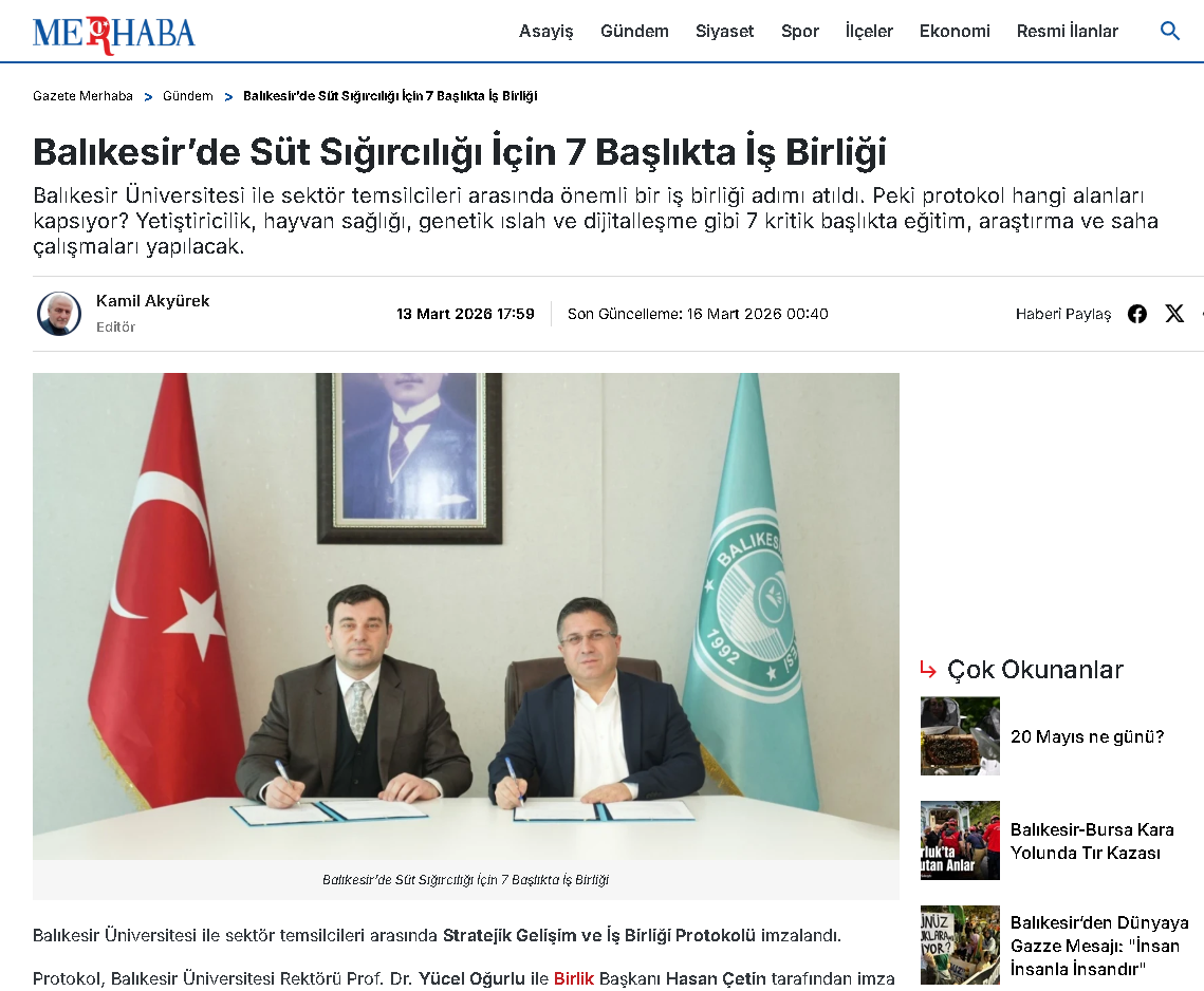 Balıkesir’de Süt Sığırcılığı İçin 7 Başlıkta İş Birliği