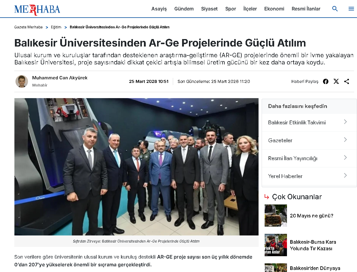 Balıkesir Üniversitesinden Ar-Ge Projelerinde Güçlü Atılım