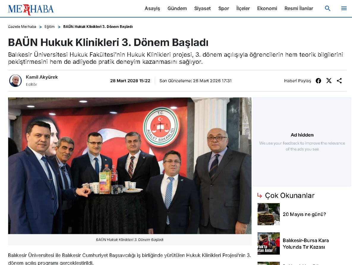 BAÜN Hukuk Klinikleri 3. Dönem Başladı