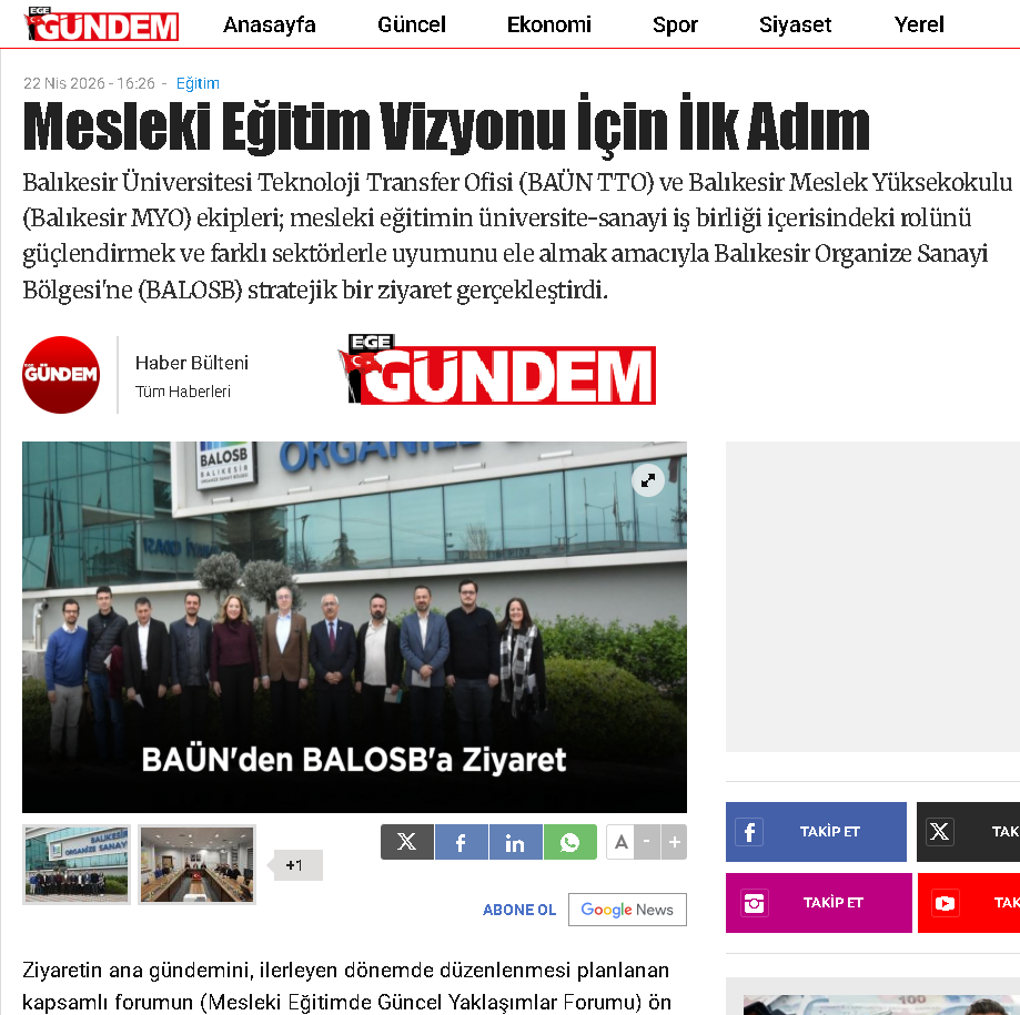 Mesleki Eğitim Vizyonu İçin İlk Adım