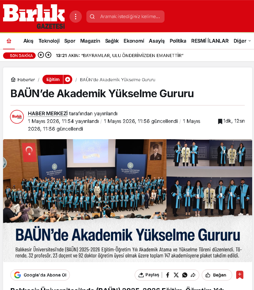 BAÜN’de Akademik Yükselme Gururu  