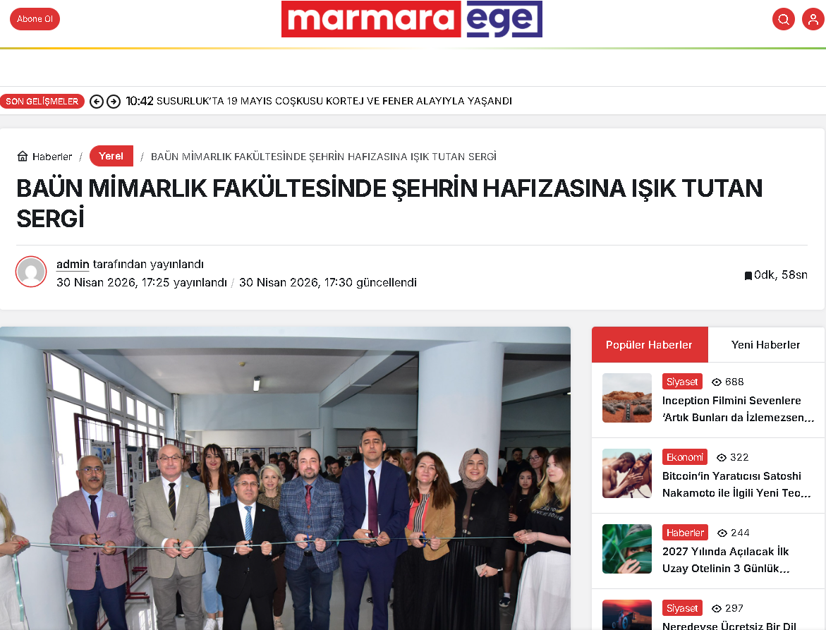BAÜN MİMARLIK FAKÜLTESİNDE ŞEHRİN HAFIZASINA IŞIK TUTAN SERGİ