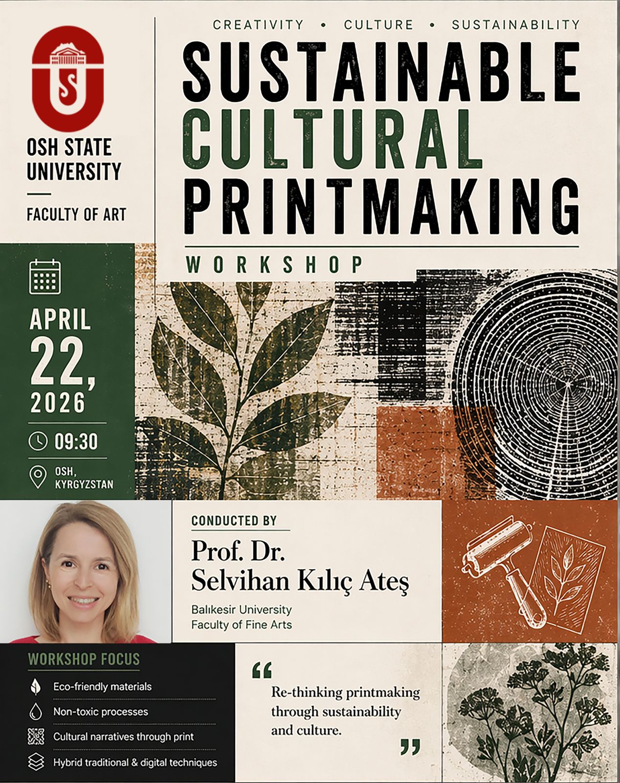 The Presentation “Cultural Heritage, Art and Balıkesir University” and the “Sustainable Cultural Printmaking” Workshop Were Held at Osh State University in Kyrgyzstan 6