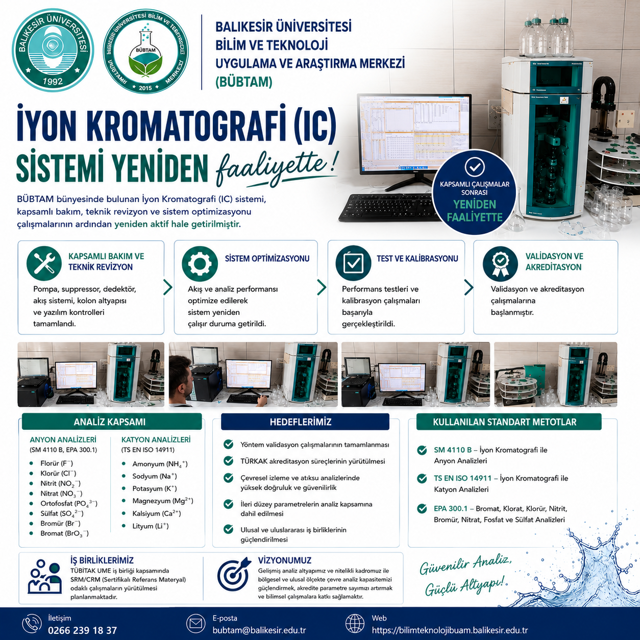İyon Kromatografi (IC) Sistemi Yeniden Faaliyete Geçti