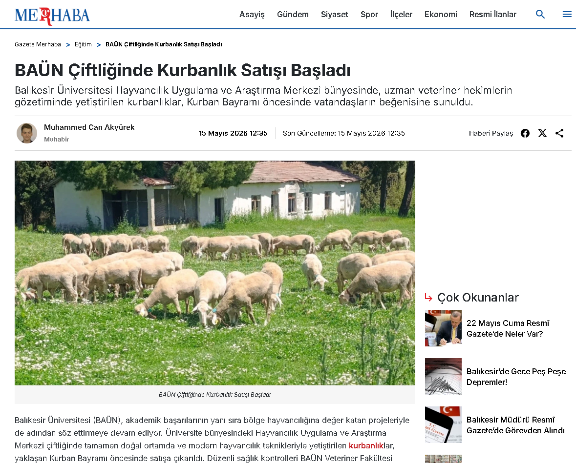 BAÜN Çiftliğinde Kurbanlık Satışı Başladı