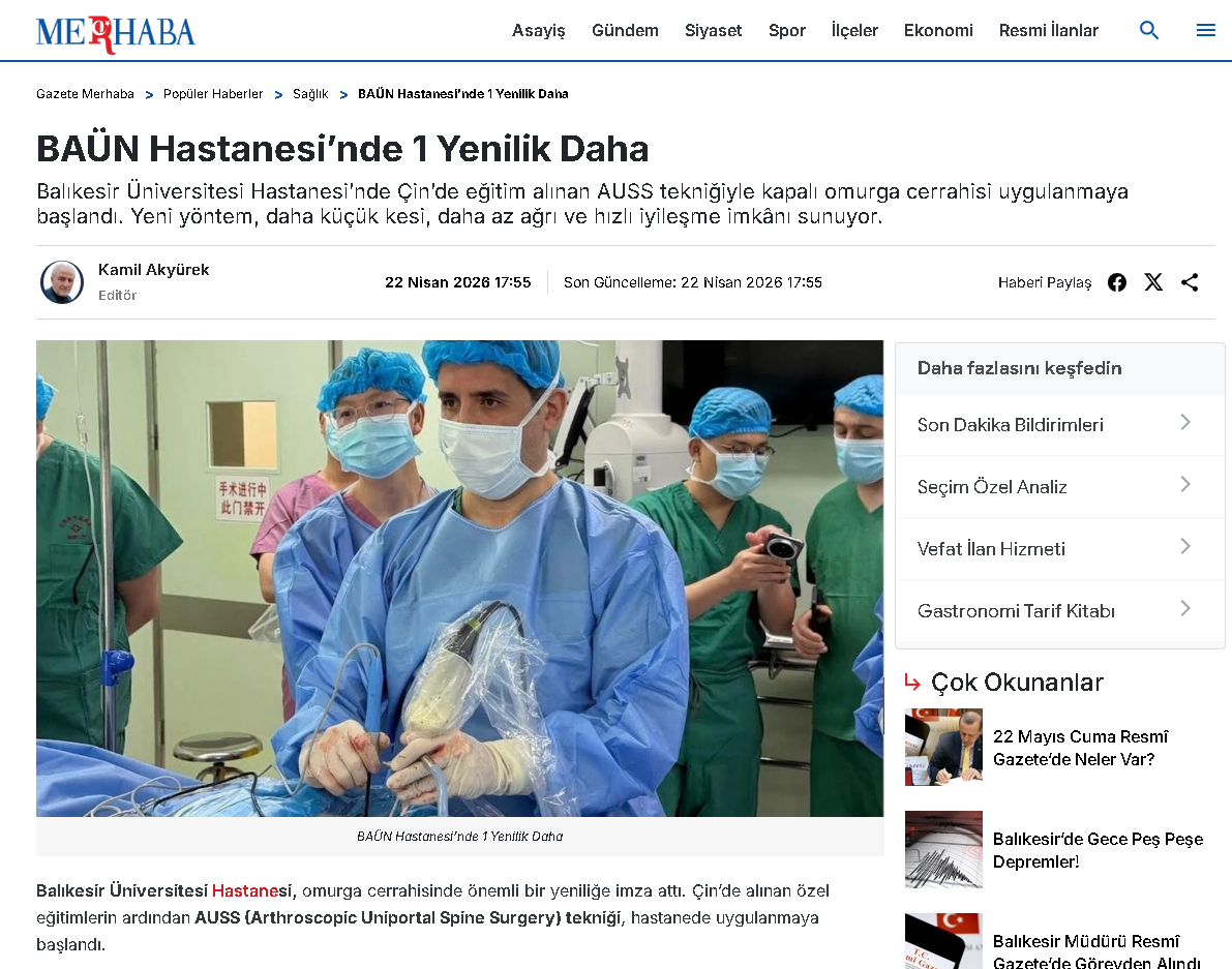BAÜN Hastanesi’nde 1 Yenilik Daha
