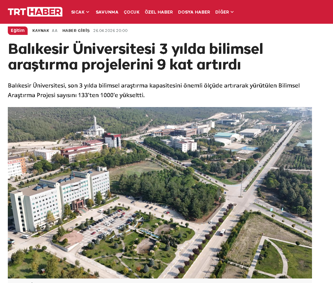 Balıkesir Üniversitesi 3 yılda bilimsel araştırma projelerini 9 kat artırdı