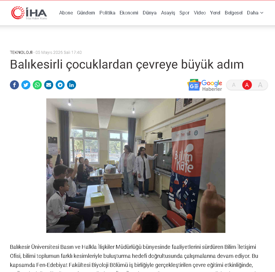 Balıkesirli çocuklardan çevreye büyük adım